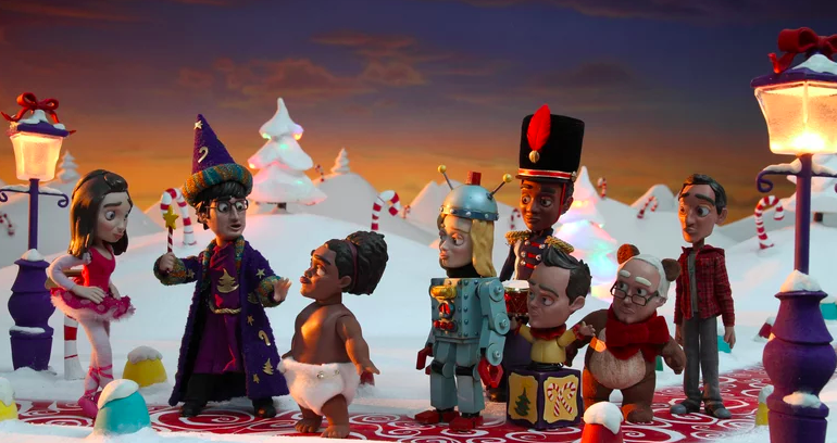 The Community cast as stop motion puppets in Abed's Uncontrollable Christmas.